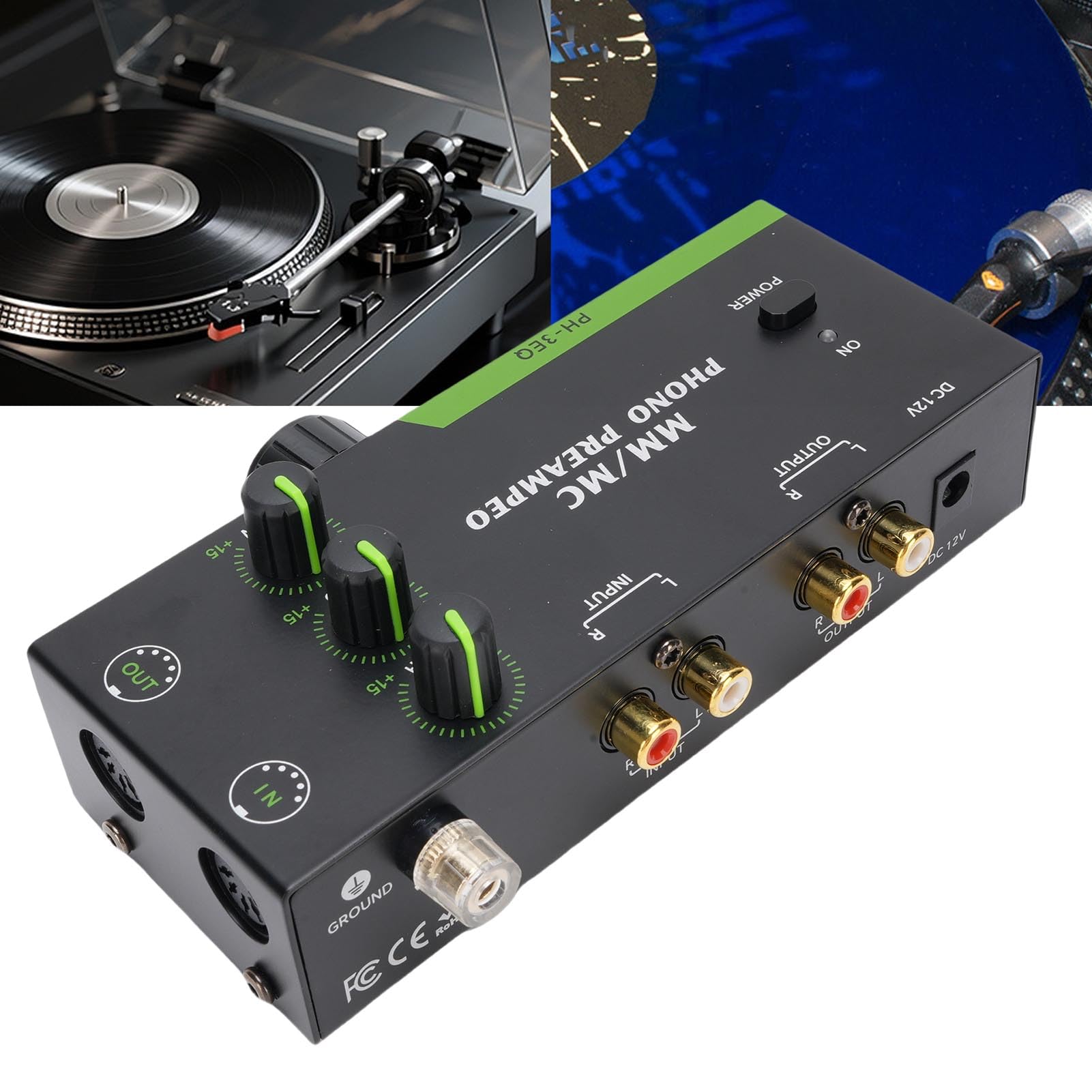 Préampli Phono avec réglage 3 Bandes, amplificateur Phono MM MC pour Tourne-Disque, entrée Sortie XLR préamplificateur pour Platine Vinyle pour système Audio Domestique Audiophile