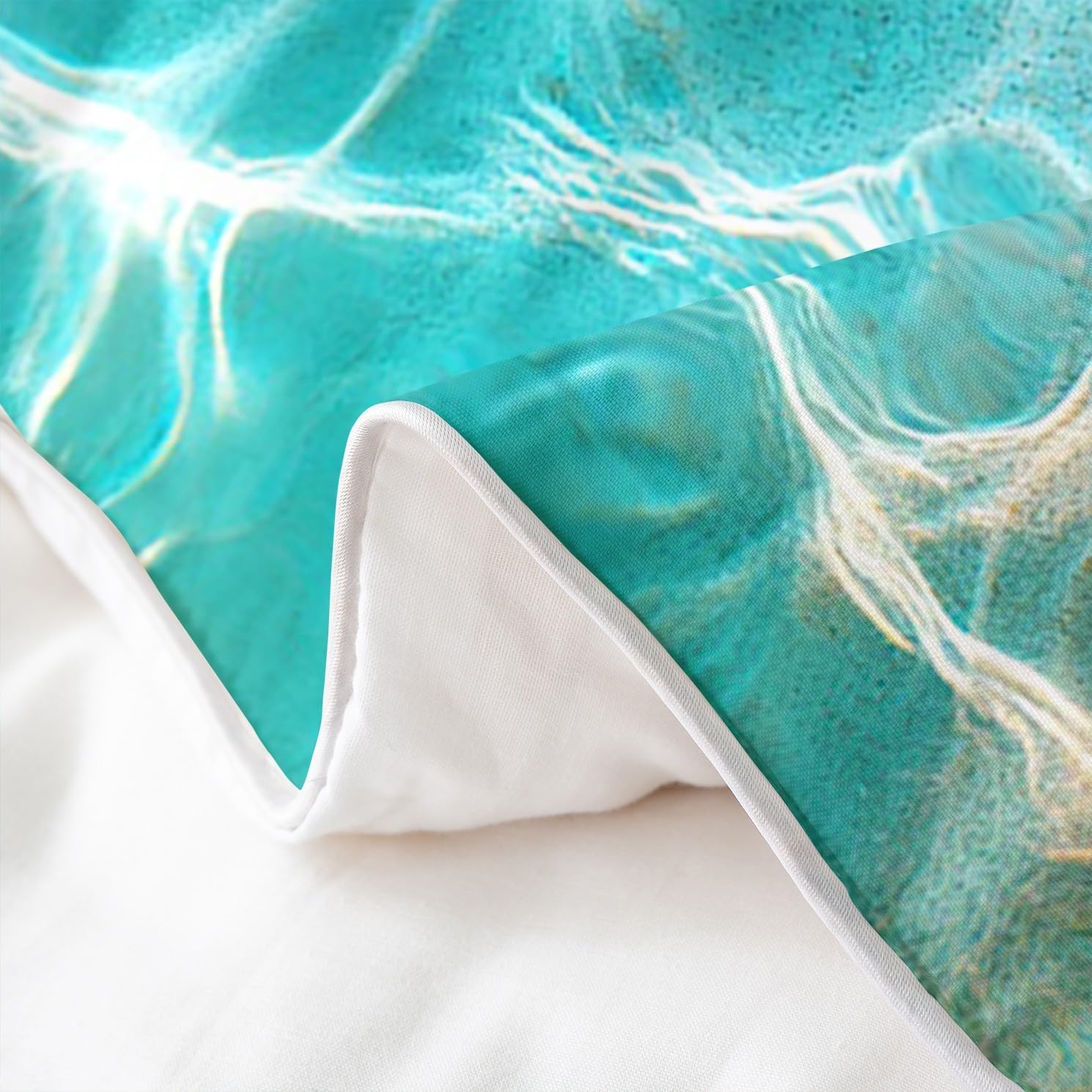 jejeloiu Coastal 100% Cotton Duvet Cover,Kids Boys Girls Queen Size Seashore Beach Bedding Set,Ultra Soft Beach Theme Comforter Cover Set Bedspread Cover,Shell Starfish Ocean Bedclothes,No Comforter