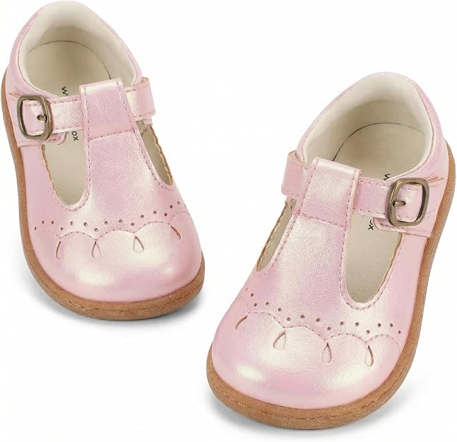 WIDE TOE BOX Toddler Girls Mary Jane Dress Shoes Wide Girl Ballet Flats | Hook and Loop, Soft Flexible Sole, Non-Slip, for Weddings, School, Church, Flower Girl