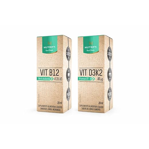 Kit Vitamina B12 Metilcobalamina 20ml + Vitamina D3K2 20ml Nutrify – Alta Absorção e Suporte Imunológico