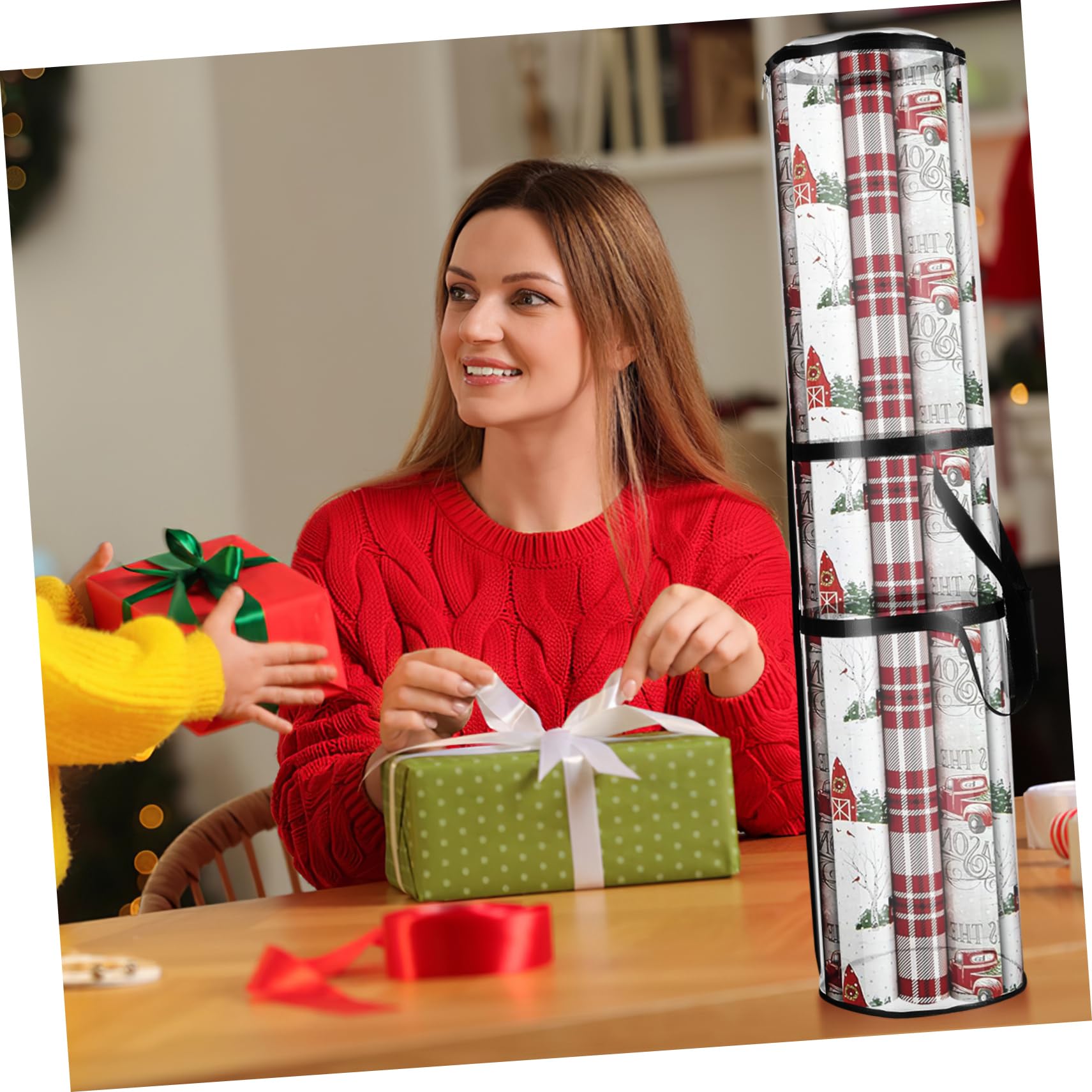 Artibetter 2 Stück Transparente Pvc Aufbewahrungstaschen für Geschenkpapier mit Großem Fassungsvermögen und Bequemen Griffen für Büro und Geschäft