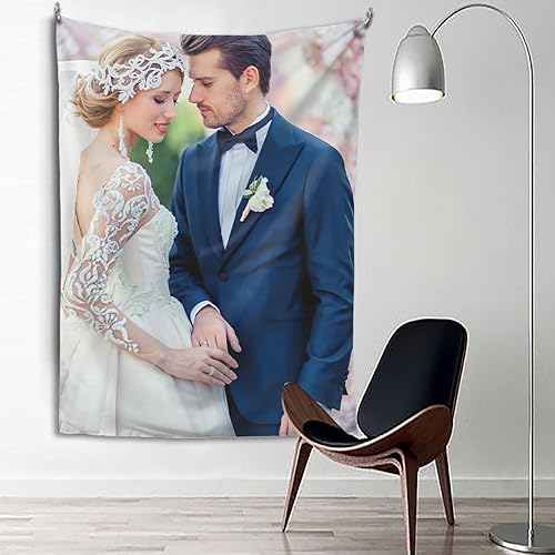Miniatura 4 de CHENGYANG Tapiz personalizado con nombre y foto para colgar en la pared para boda, cumpleaños, día del padre, regalo del día de la madre y estética