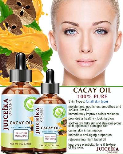 Miniatura 5 de Juiceika ACEITE DE CACAY 100% puro natural virgen sin refinar antienvejecimiento antiarrugas con retinol natural, vitamina A, E para el cuidado de