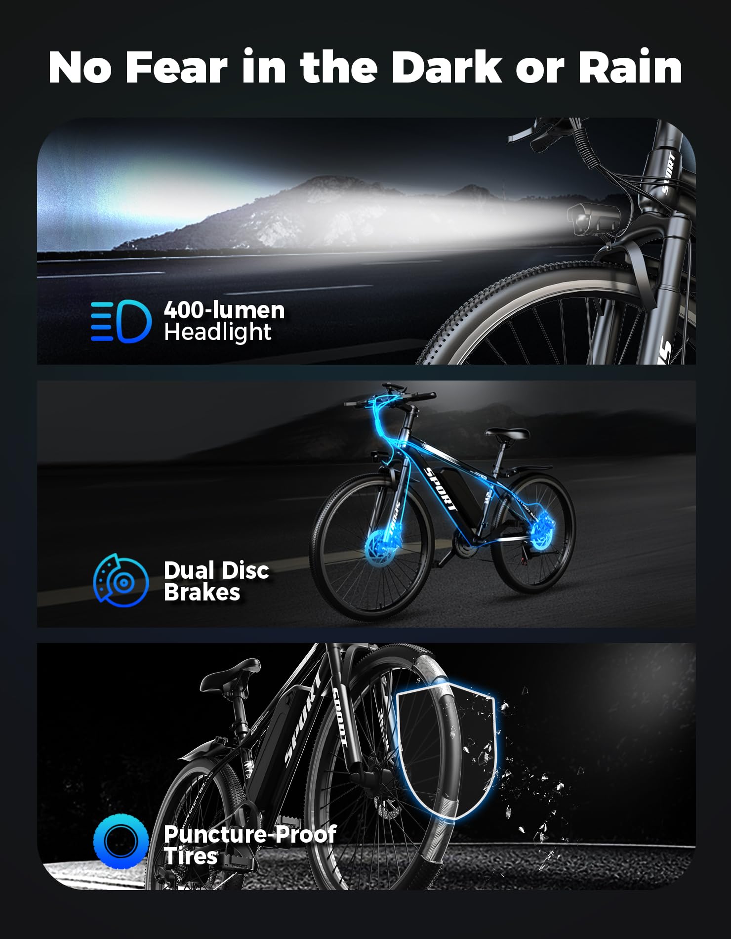 Electric Bike for Adults, 1500W Peak Mountain Ebike with 28 MPH, 65 Miles Range, 7 Speeds, 48V 10Ah Removable Battery Ebike, 26" Electric Bicycle for Commute