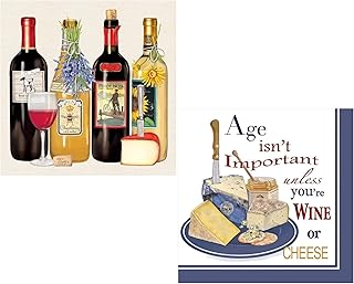 Wine & Cheese Themed Cocktail Napkins Pack | Bundle Includes 40 Total Paper Napkins in 2 Designs