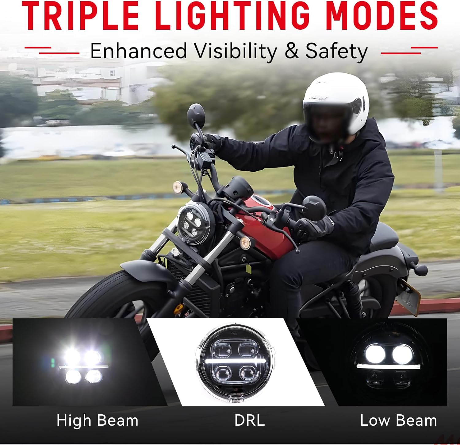 CMX500 LED Headlight for Honda Rebel 20-23, Front Headlights Head Lamp with High-Low Beam DRL for Honda Rebel CMX500 ABS SE 2020-2023 Accessories
