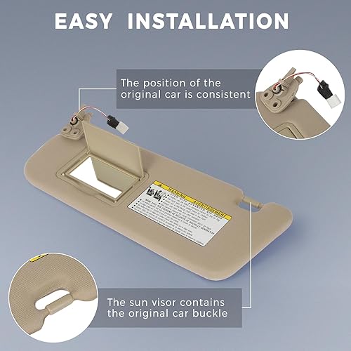Miniatura 67 de SCITOO Visera solar para automóvil con espejo apto para 2010-2015 para CX-9 gris con techo solar (lado izquierdo del conductor)