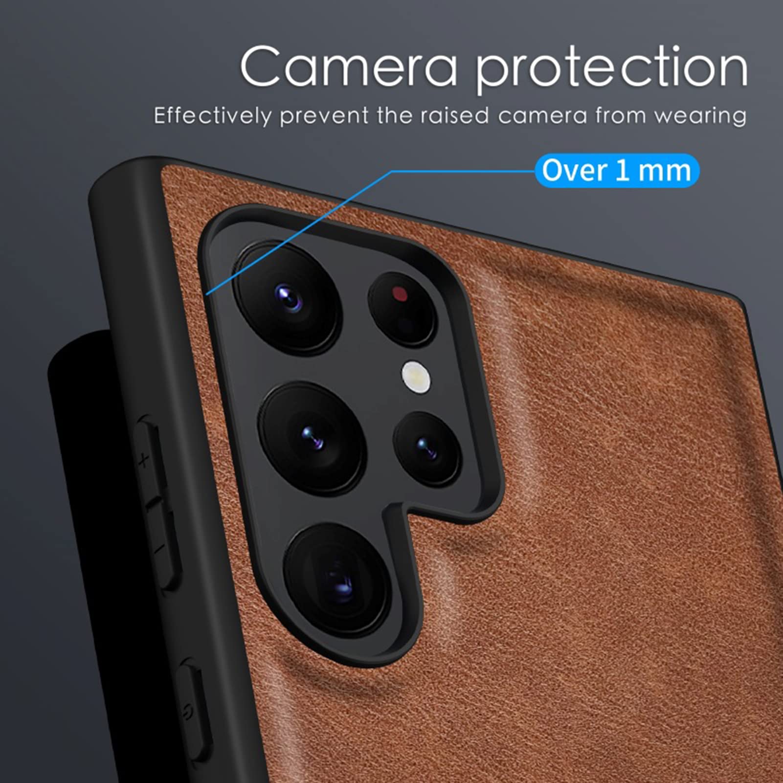 1Hülle für Samsung Galaxy S23/S23 Plus/S23 Ultra, Ultra-dünne Leder Handyhülle,Weiche TPU-Stoßstange Fallschutz Stylische Schutzhülle,Schwarz,S23