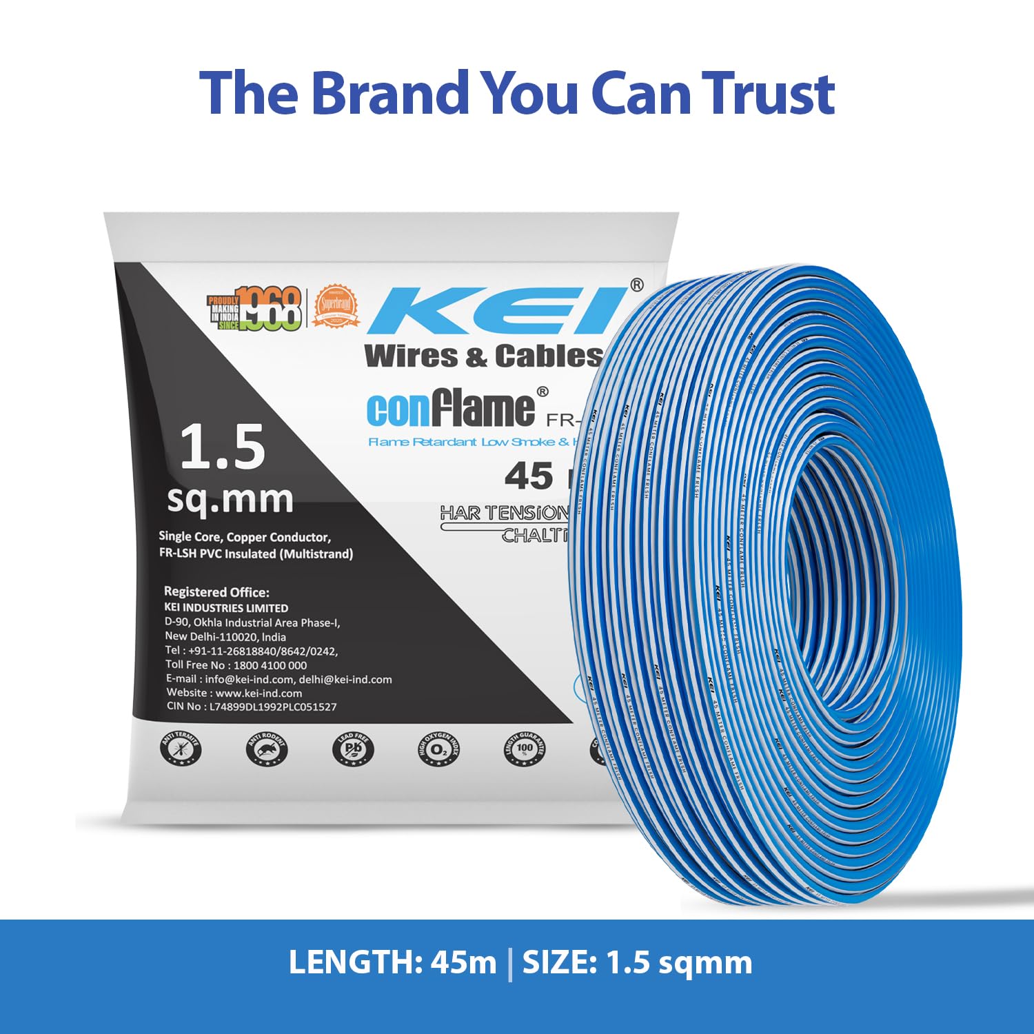KEI Conflame Wire - 45m Blue House Wire -2