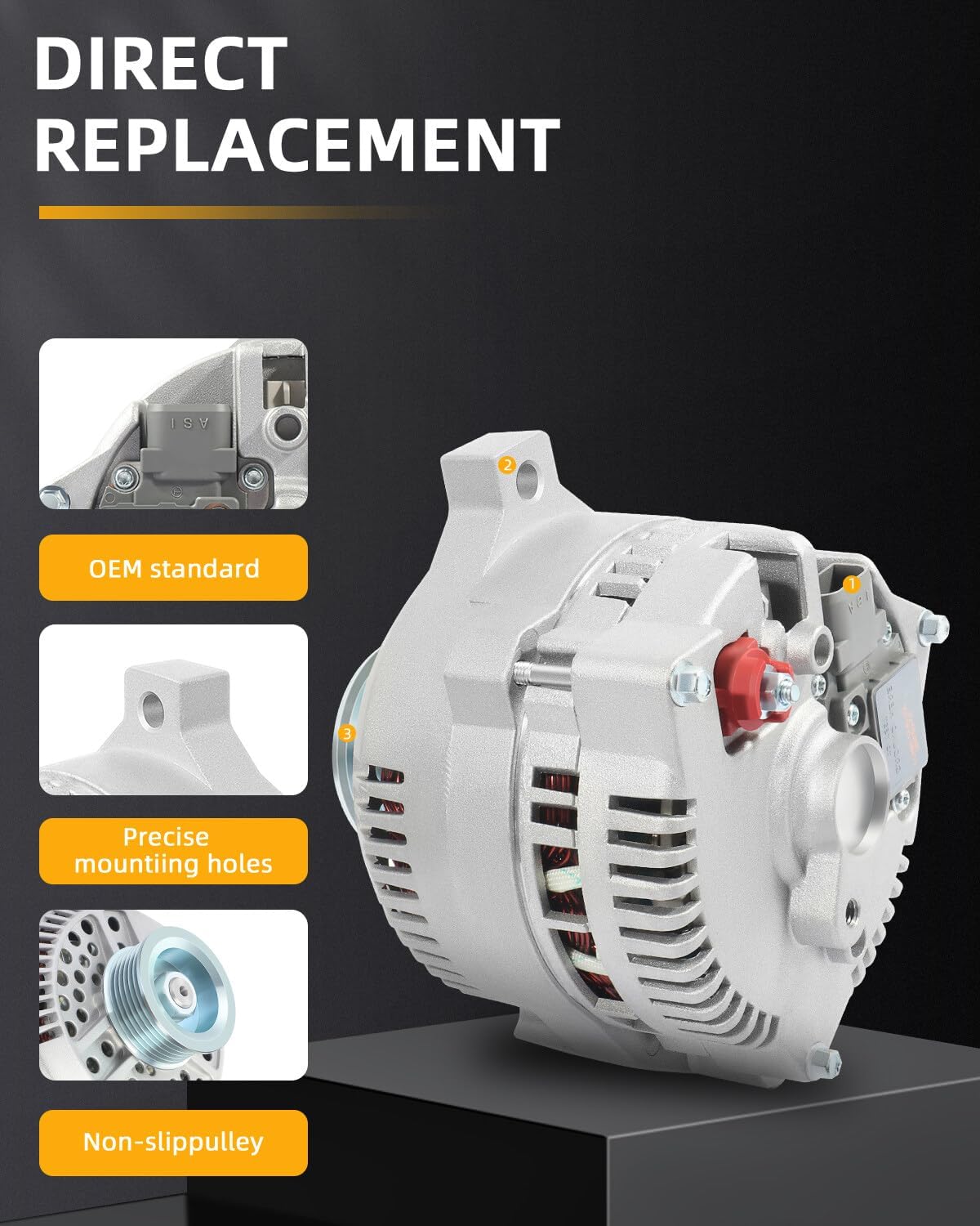 New Alternator Compatible With 1994-2000 for ford For Mustang 1994-1997 for ford Thunderbird 1994-1997 For Mercury Cougar High Output Alternator Replace 7771, AFD0032, 112933