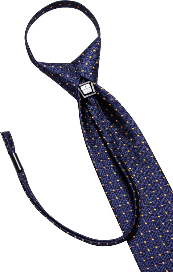 Corbata de hebilla con cremallera para hombres, set de corbata y pañuelo de bolsillo, ajustable, para boda miniatura 5