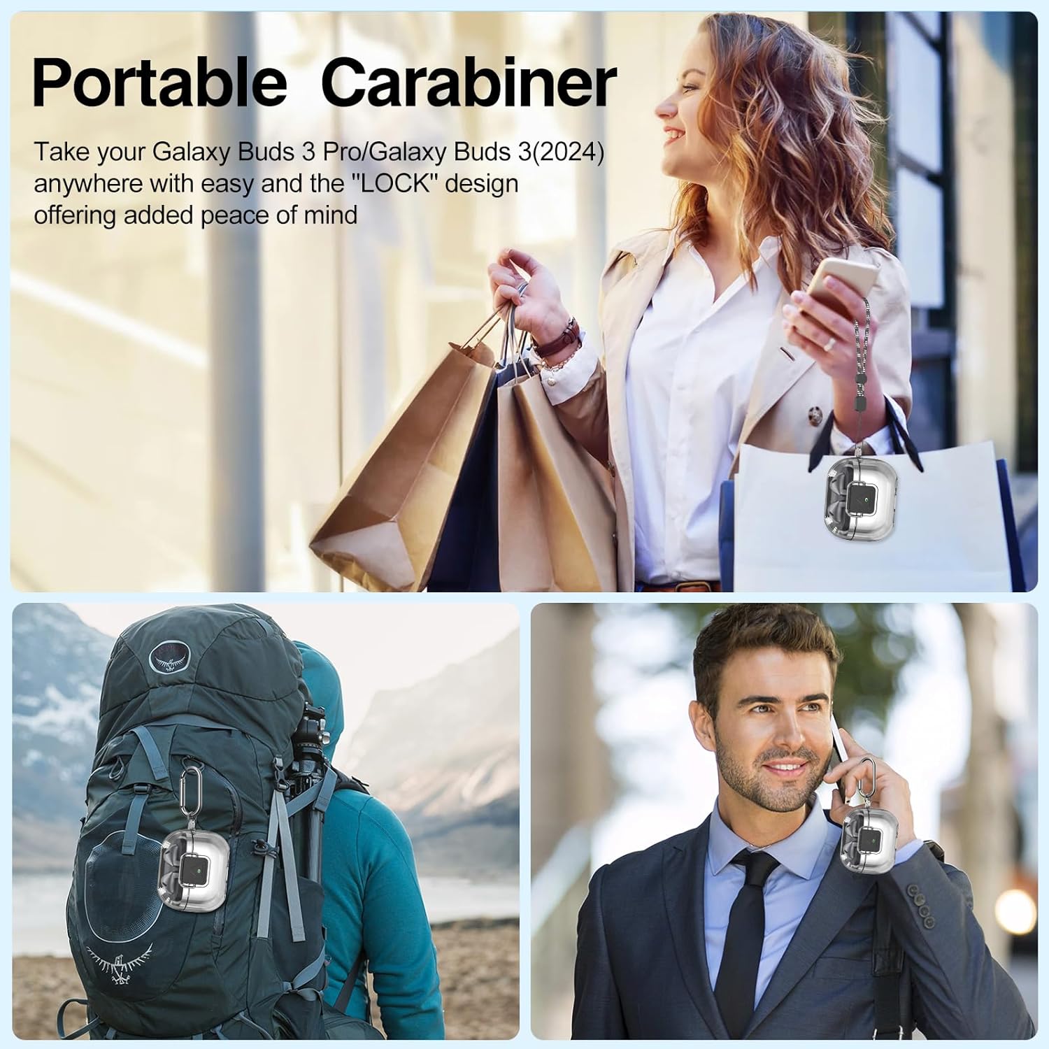 for Samsung Galaxy Buds3 FE (2025) / Buds3 Pro (2024) / Buds 3 Case (2024) with Secure Lock Clip, Flexible TPU Clear Case with Cleaner Kit&Carabiner&Lanyard (Clear) - Image 7