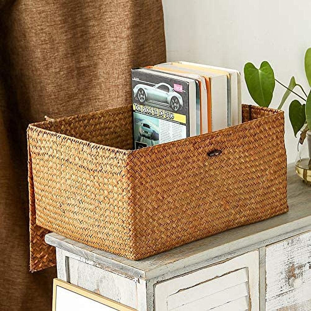 Handwoven Storage Basket, Rattan Organizer Box with Lid for Home Tidying image 4