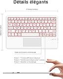 FOGARI French AZERTY Bluetooth Tablet Keyboard 12 Inches with Backlight Touchpad Lightweight Slim Keyboard for iPad Samsung Galaxy Redmi Xiaomi iPad Huawei iPad HonorPad FireHD White - 4