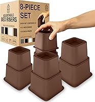 Vista 12 de Home Intuition Elevadores de cama ajustables resistentes de 3, 5 u 8 pulgadas, paquete de 4 (negro con USB)