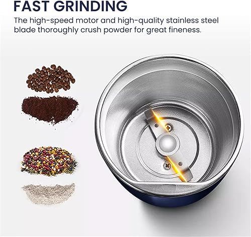 Miniatura 5 de Molinillo de café de 200 W, molinillo de café eléctrico, molinillo de especias eléctrico, molinillo de grano de café con un solo toque para hierbas,