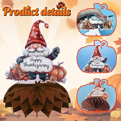 Miniatura 2 de Juego de 9 decoraciones para fiesta de Acción de Gracias, suministros de mesa de panal de otoño, accesorios para festival de cosecha de otoño