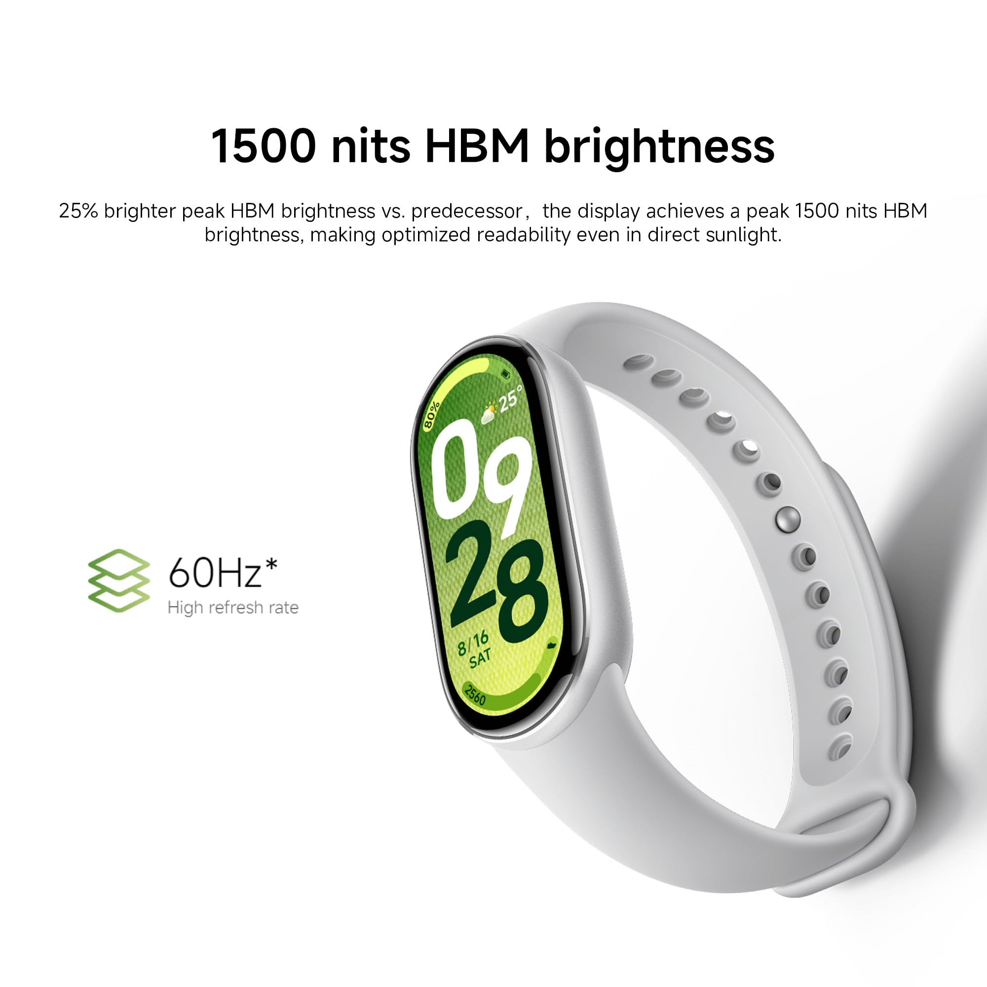 XIAOMI Mi Smart Watch Band 10, 5ATM Waterproof Fitness Step Tracker Sports Digital Smart Watch Health Band for Men Women, 1.72" AMOLED Display, 150+ Sports Modes 24/7 Sleep Monitor (Glacier Silver)