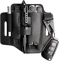 Vista 12 de Gentlestache - Funda de cuero para Leatherman, funda multiherramienta, EDC, organizador de bolsillo con llavero para cinturón y funda para linterna
