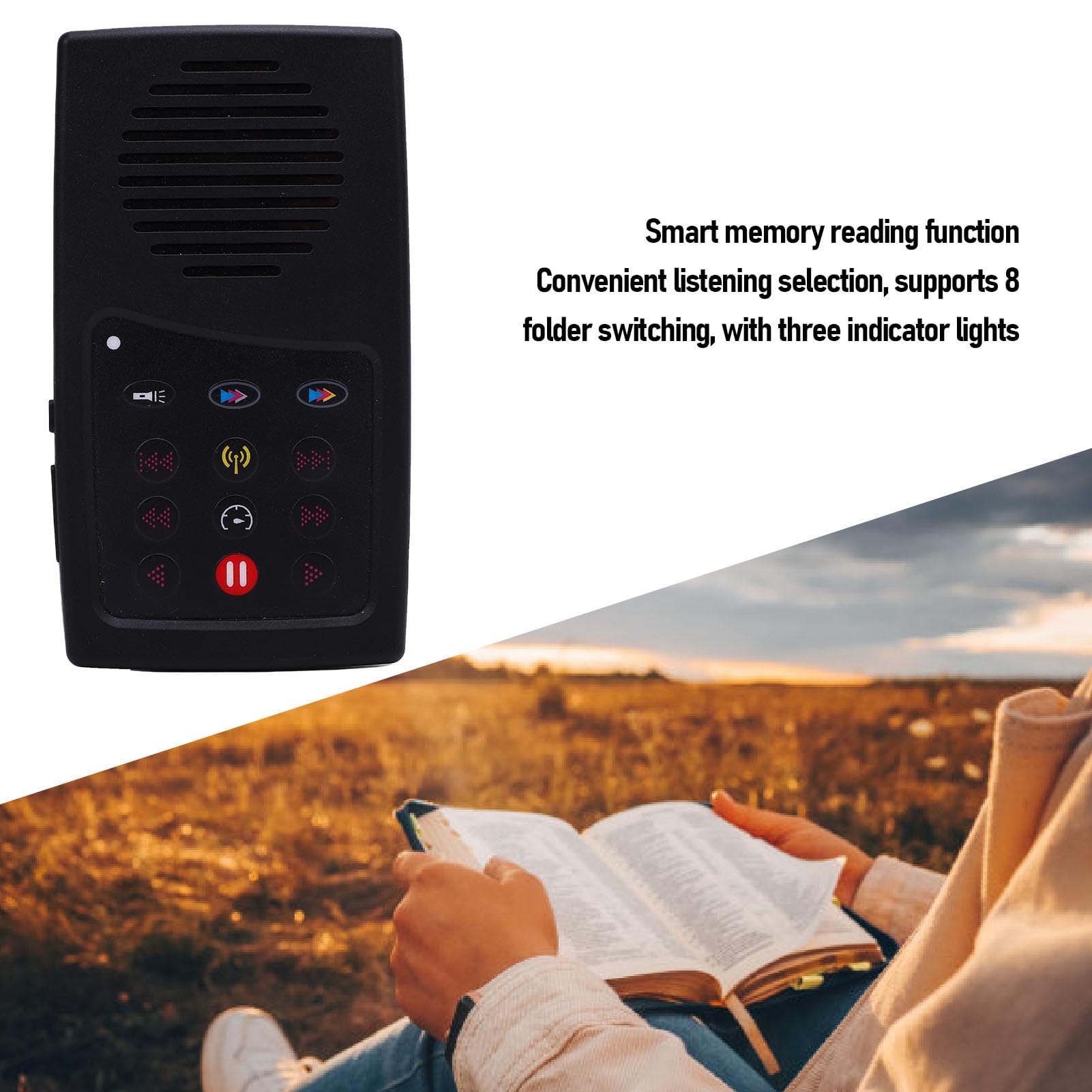 Tosuny Lettore Biblico Audio Solare Portatile con Francese Spagnolo KJV NIV Radio FM Batteria a Lunga