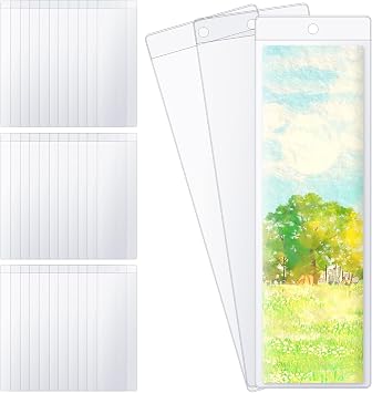 36 PCS Bookmark Sleeves Clear Bookmark Sleeves 7x2.3 inch Blank Bookmark Holder with Hole for Wedding Valentines Party Favor Decoration