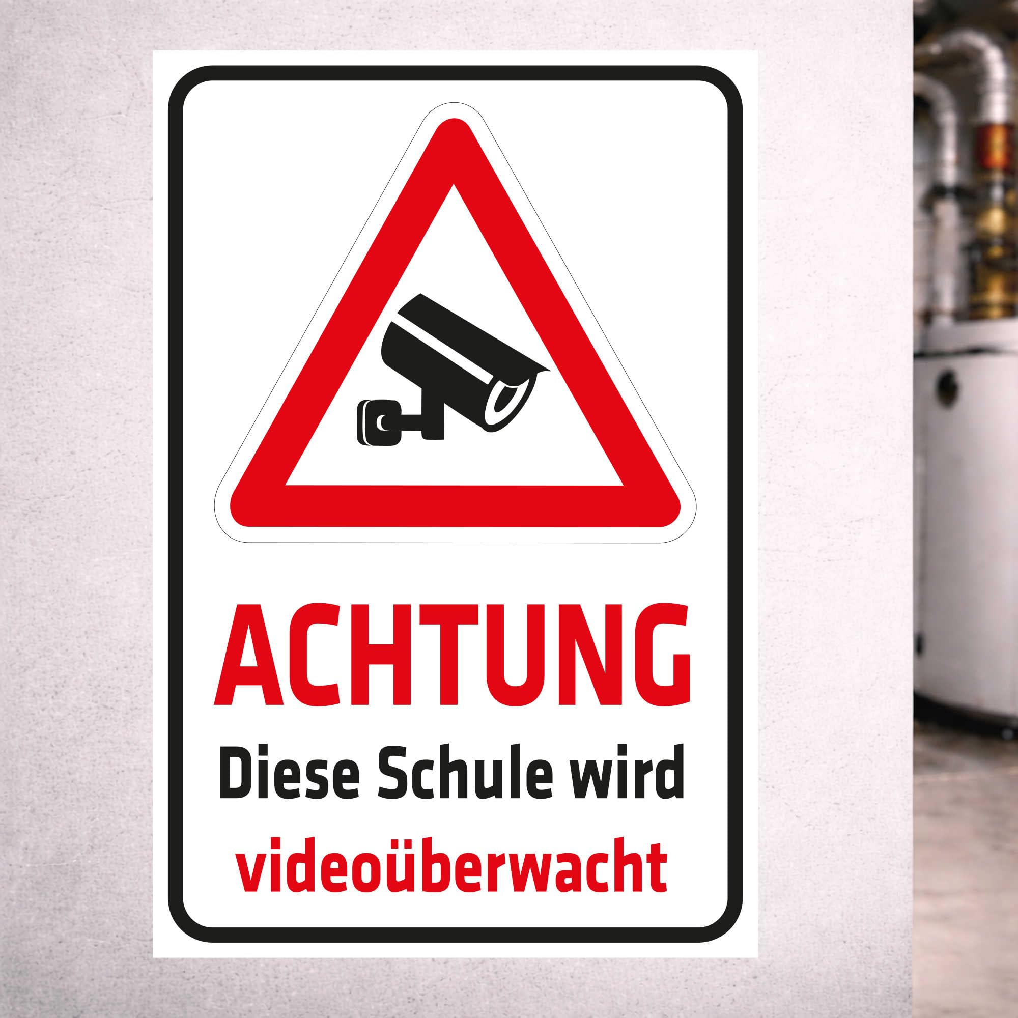 INDIGOS UG - Aluverbundplatte Schilder 3mm - Sicherheit - Achtung - Diese Schule wird videoüberwacht - 600x400 mm - Hotel, Firma, Schutz, KITA, Arzt, Praxis, Wohnung