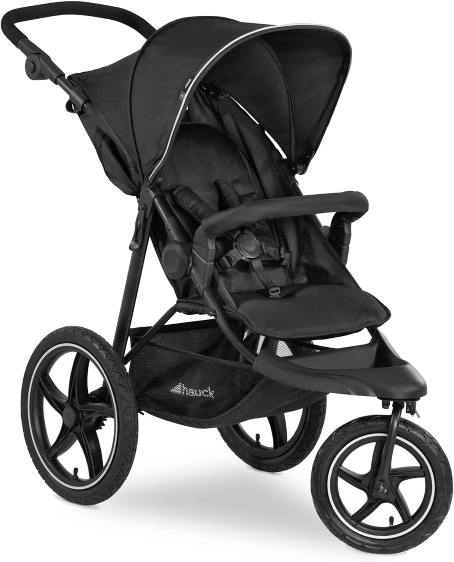 Hauck Runner 2, Black - Robust All Terrain Buggy, XL Pneumatic Air Wheels, Jogging & Running Style Pushchair, with Raincover