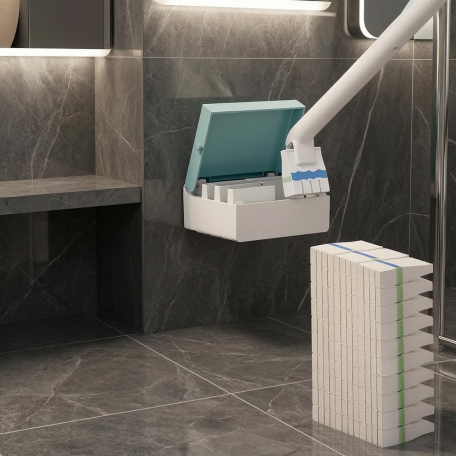 Cepillo de Inodoro Desechable Recambio Cabezal de Limpieza Esponja Almohadilla con Líquido Activado con Agua y Borde Angulado Adecuado para Baño Familiar Oficinas Alquileres, Style to 2