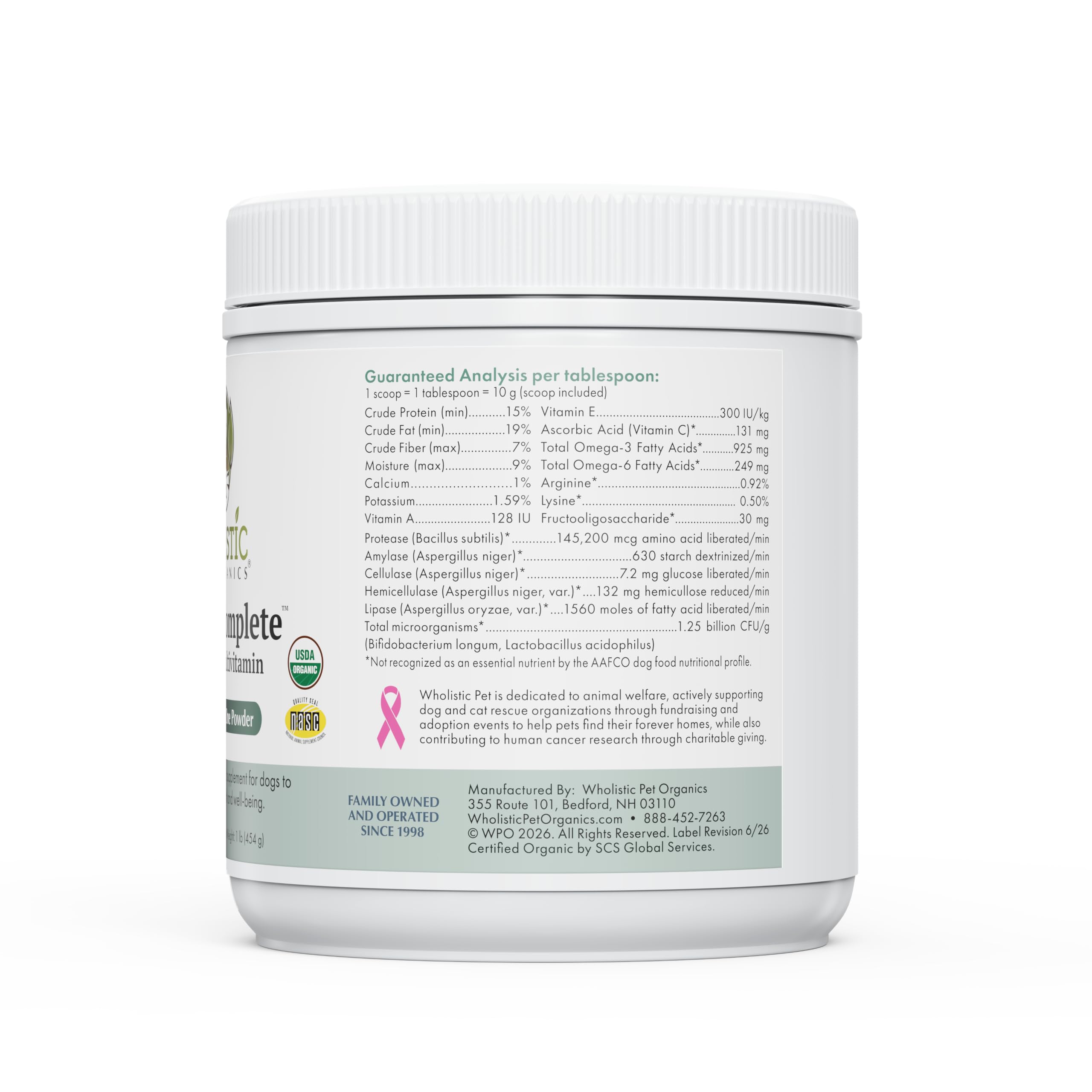 Organic Dog Vitamins with Organic Pumpkin Protein, 1 Lb, 45 Scoops — Amazon image 2