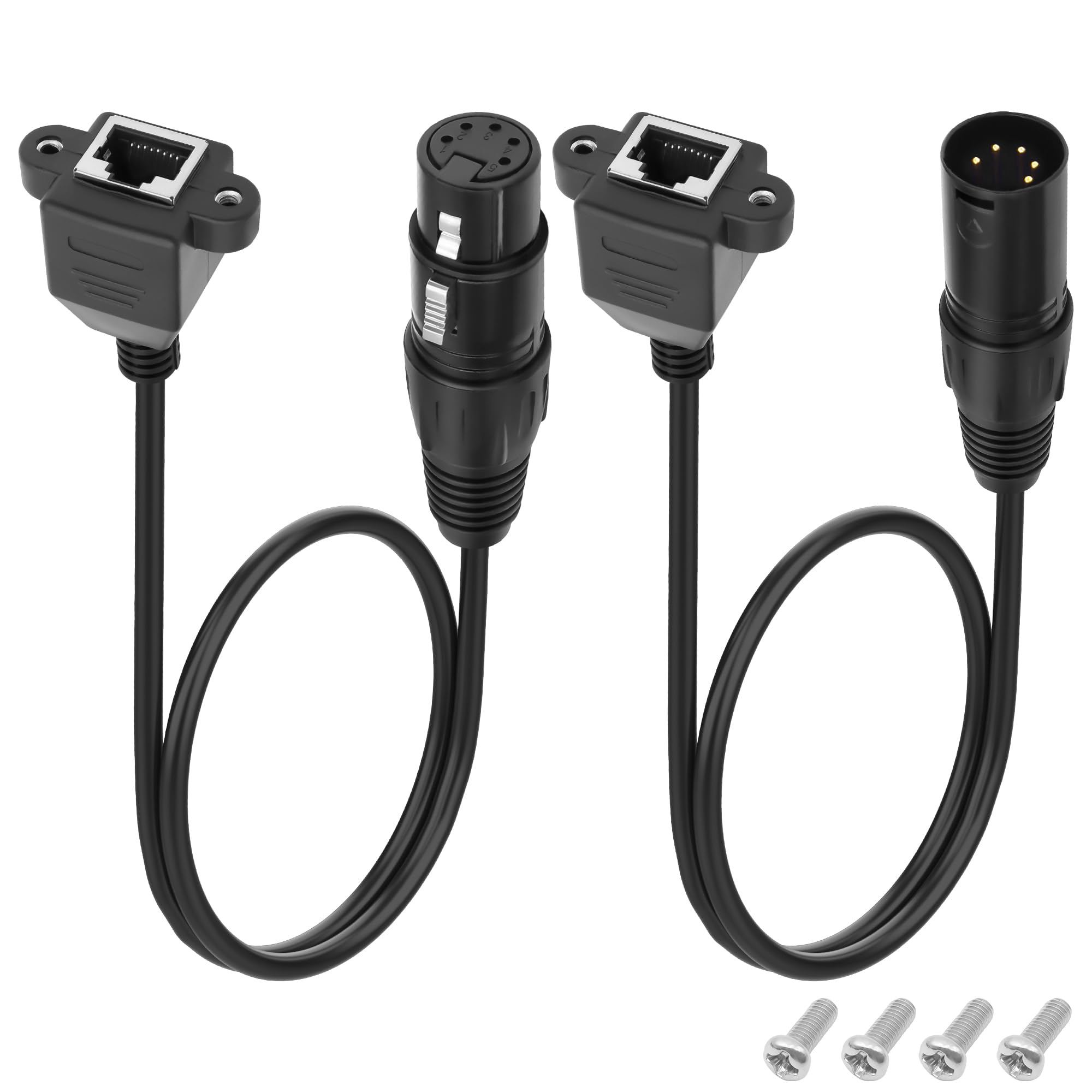XMSJSIY XLR to RJ45 Adapter Cable DMX 5 Pin XLR Male & Female to RJ45 Female Network Ethernet Connector Extension Cable Compatible with DMX-CON Controller Series