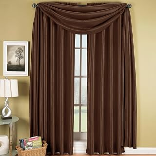 Royal Hotel Soho Chocolate-Brown Rod Pocket Window Curtain Panel, Solid Pattern, 42x84 inches