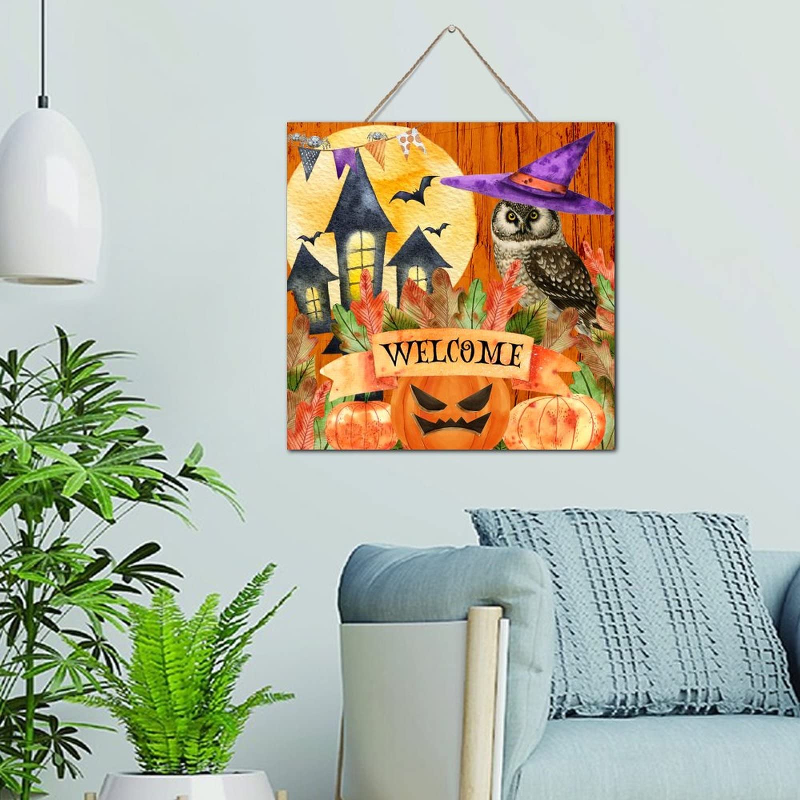 Inscription Welcome Halloween en bois : réveillez la magie de votre maison