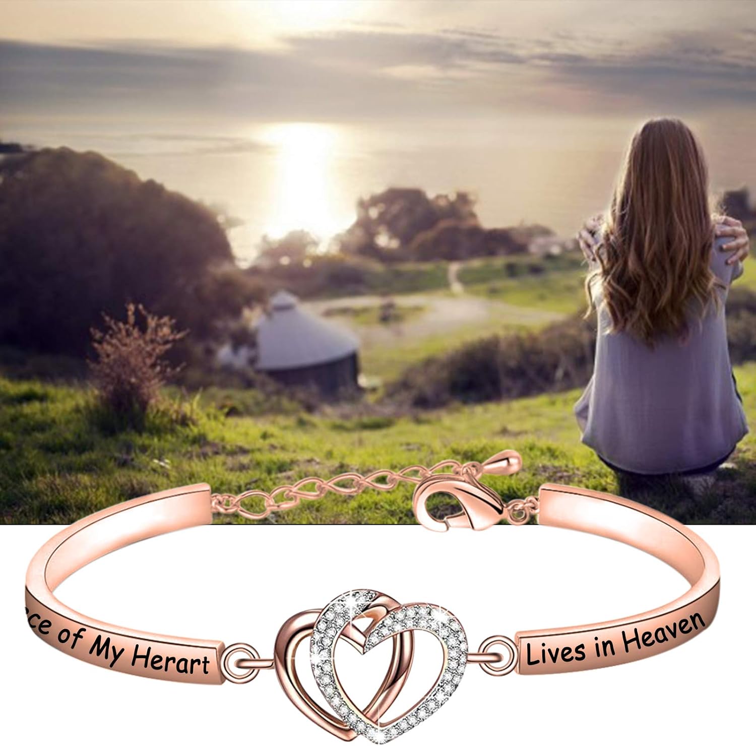 FAADBUK Memorial Jewelry Loss Gift A Piece of My Heart Lives In Heaven Bracelet In Memory of Loved Son Daughter Sympathy Gift - Image 7