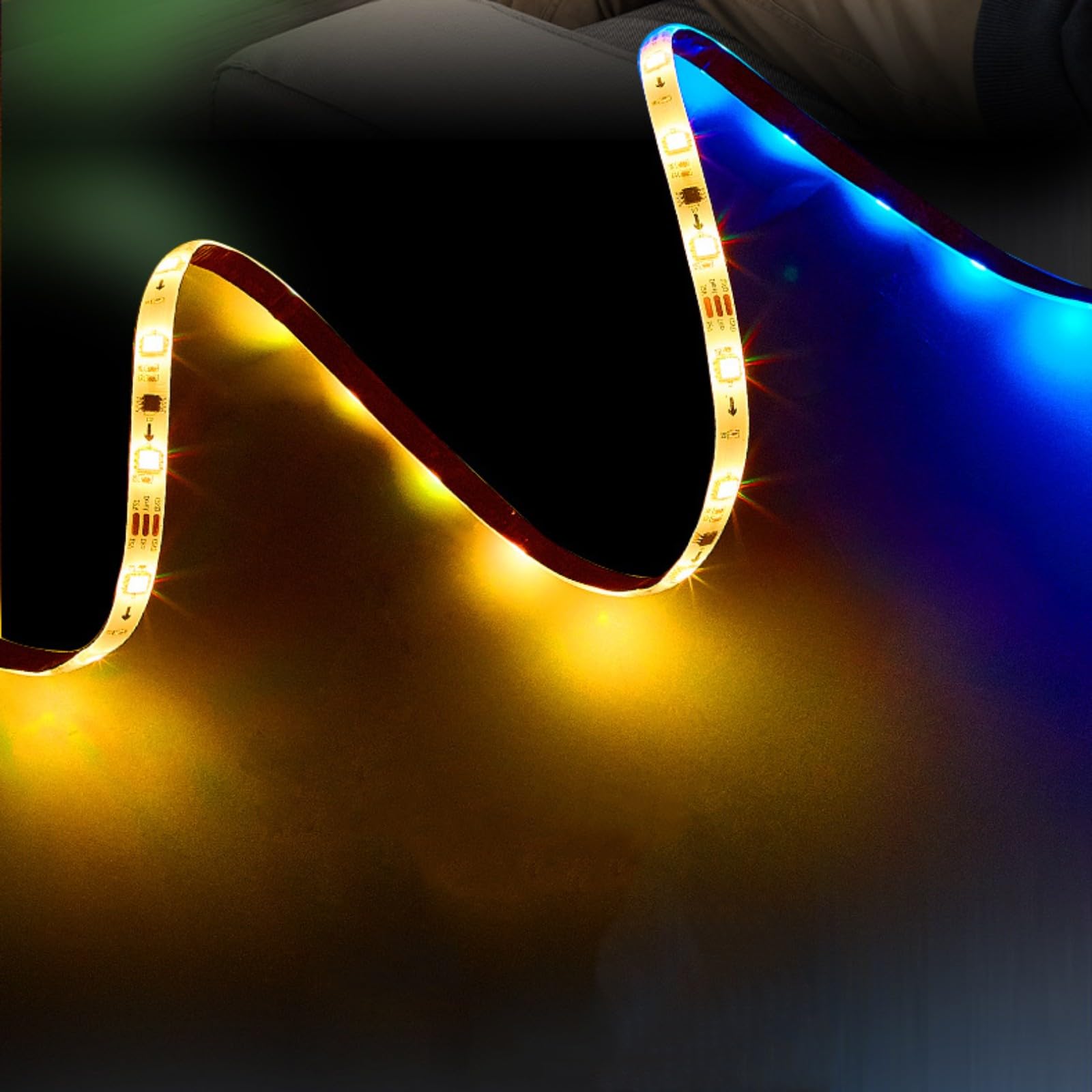 Tira de luz LED, retroiluminación LED de TV con caja de sincronización HDMI, sincronización de música, luces LED RGB que cambian de color, control de aplicación, iluminación flexible de neón para