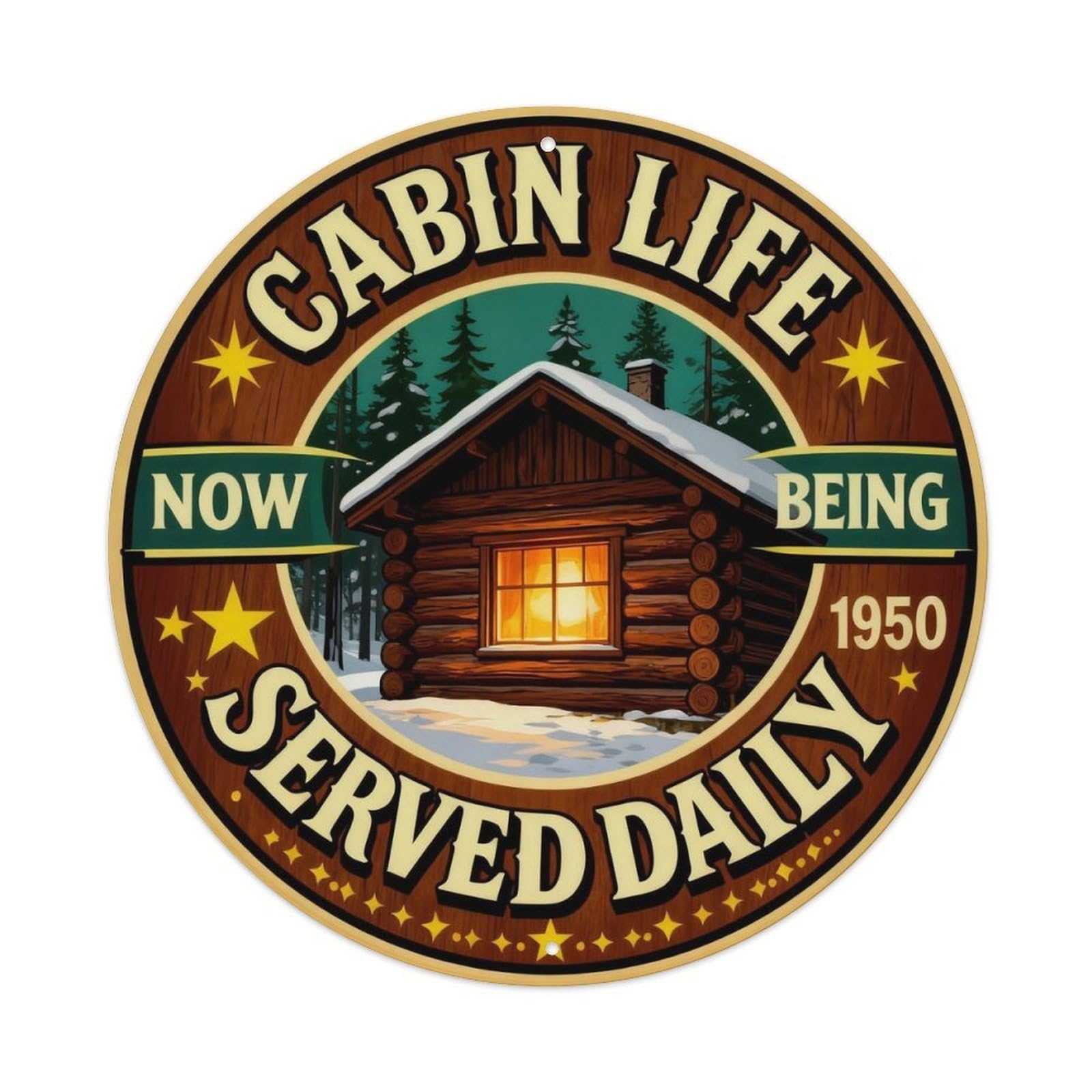 Cabin Life Mountain Sign Metal Tin Sign Plaque
