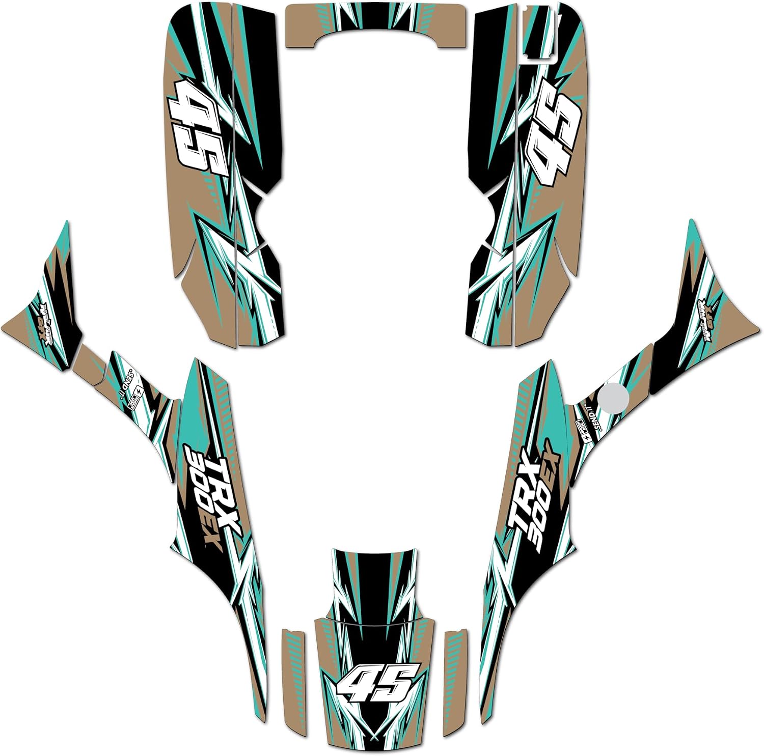 Graphics Kit for Honda TRX 300EX (1993-2006) Shred Series Blue 16 Mil - On/Off The Road - ATV UTV Dirt Bike Stickers, Quad Dirtbike Racing Decal Automotive Accessories no-Plastics