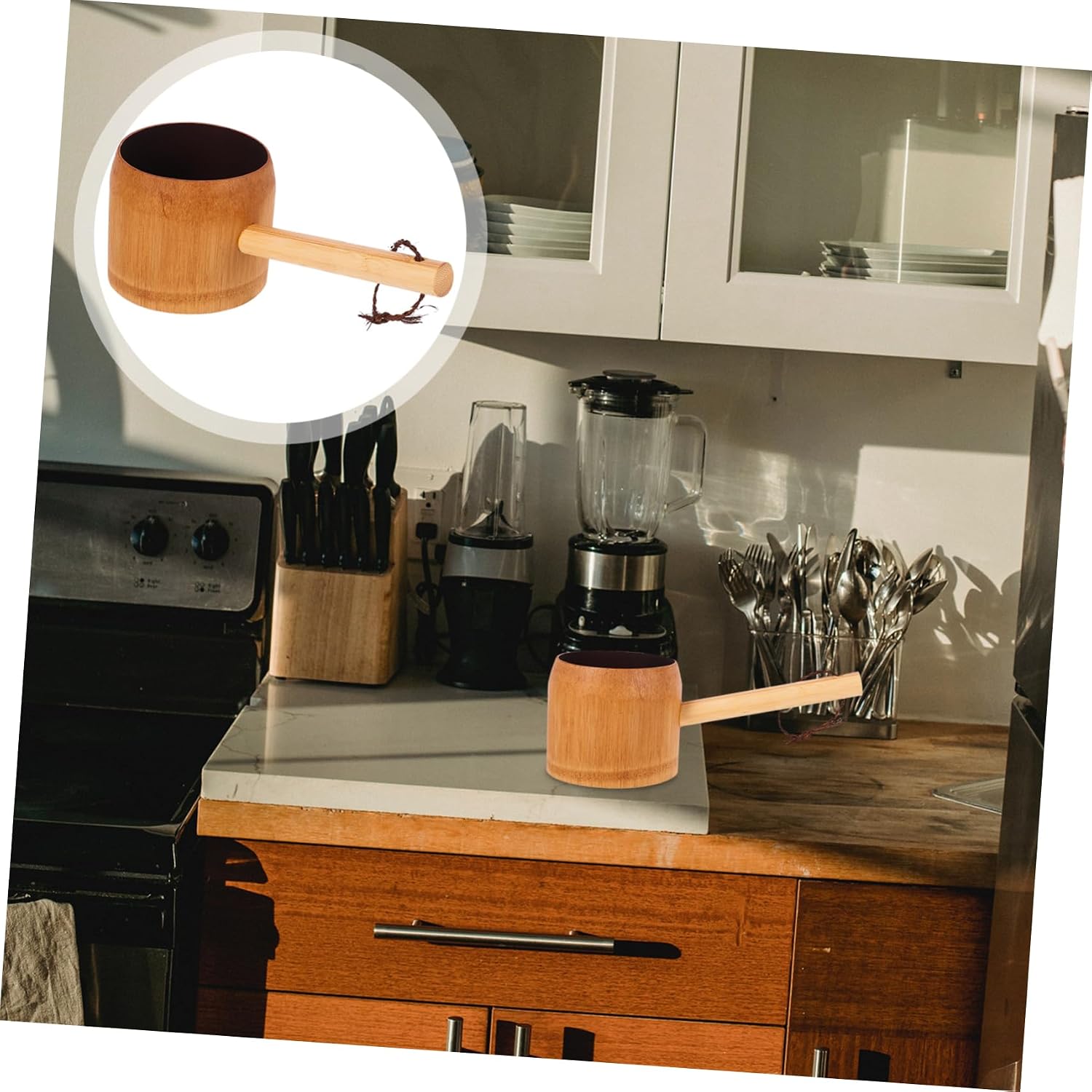 Wooden Spoons for Cooking,Water Ladle Flow Water Heater Spoon Scoop Soup Pour Ladles Rinse Spout Kitchen Cooking Ladle Transparent Plate