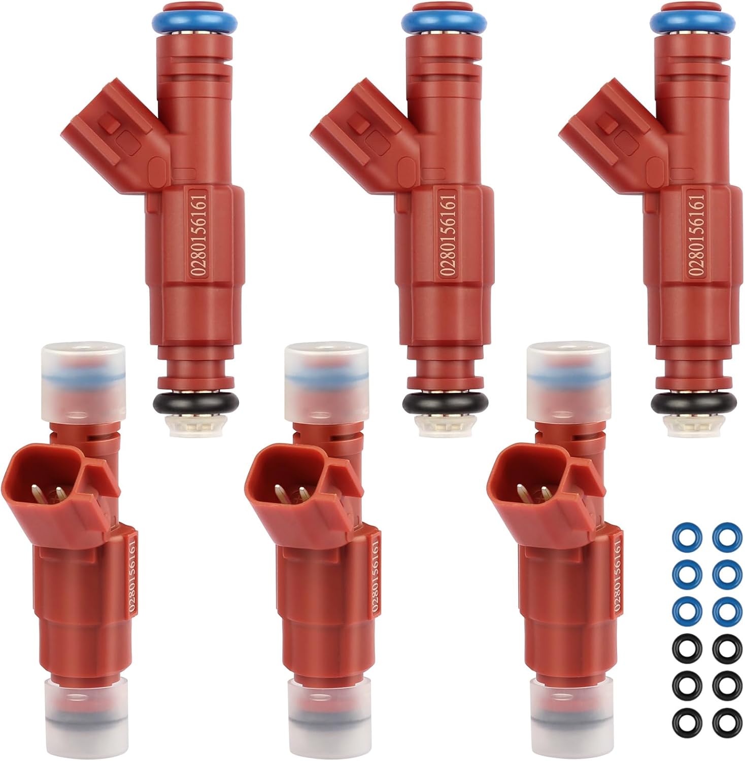 Fuel Injectors 0280156161, Upgrade 12 Hole 22LB Injector, Compatible with 1999-2009 Jeep Grand Cherokee/Liberty/Wrangler, Ford Mustang/Focus/Escape/Windstar, Dodge Dakota/Ram 1500 2500, Mariner(6 PCS)