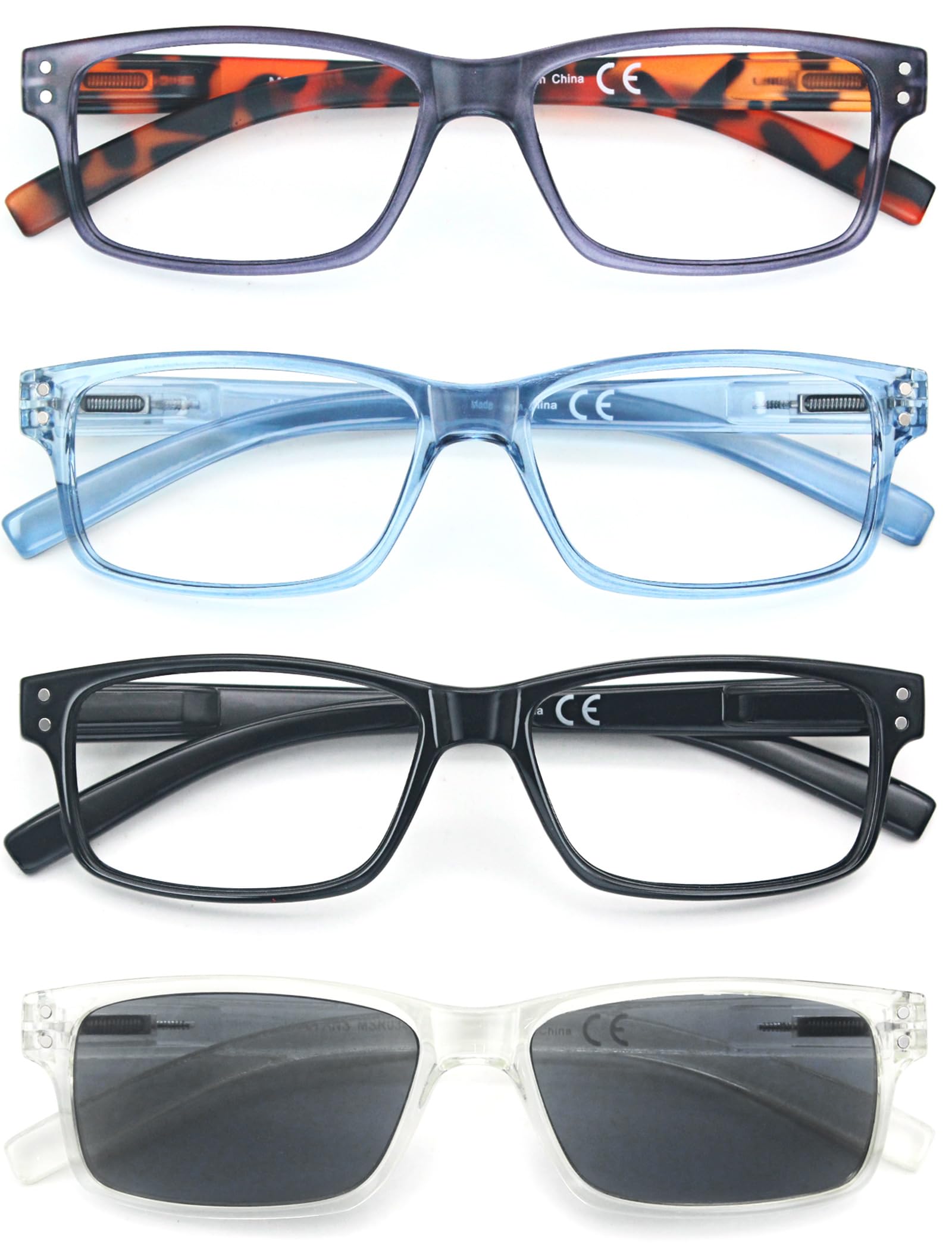 HEEYYOK 1.50 Reading Glasses For Women Small Face Sunglasses Readers Womens Cheater Reading Glasses Men Spring Hinges 4 Pack