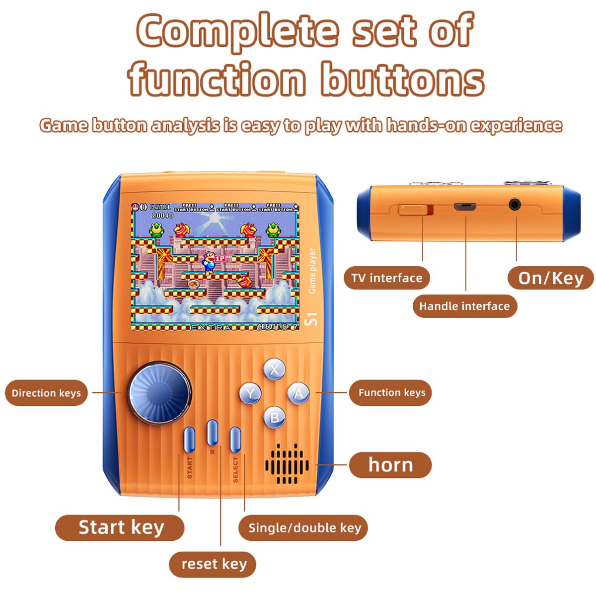 ビデオゲームレトロミニハンドヘルドゲーム 500 in 1 レトロハンドヘルドゲームプレーヤー ビデオゲーム