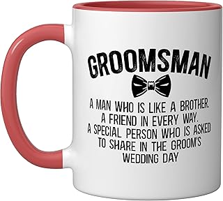 Groomsman Definition Groomsman Wedding Day Groomsmen Party Ceramic Mug, Red/White