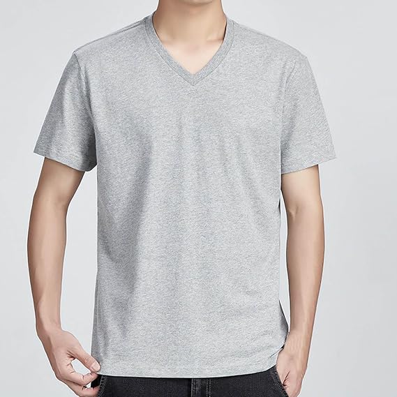Men's V Neck T-Shirt Short Sleeve Casual Tee Soft Breathable Classic Fit Basic Shirts Comfy Lightweight Tops