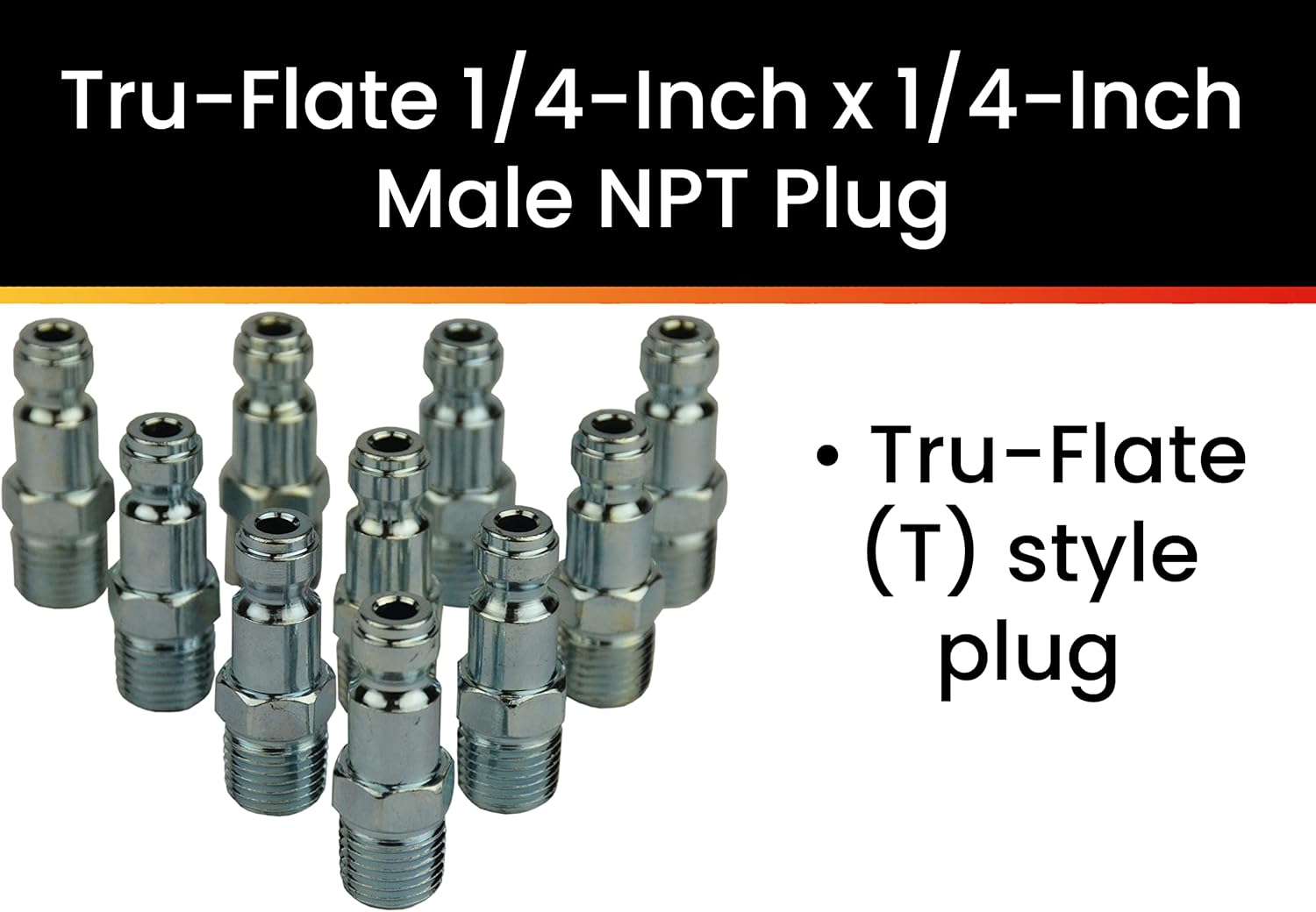 Hot Max 28130 Tru-Flate 1/4-Inch x 1/4-Inch Male NPT Plug, 10-Pack