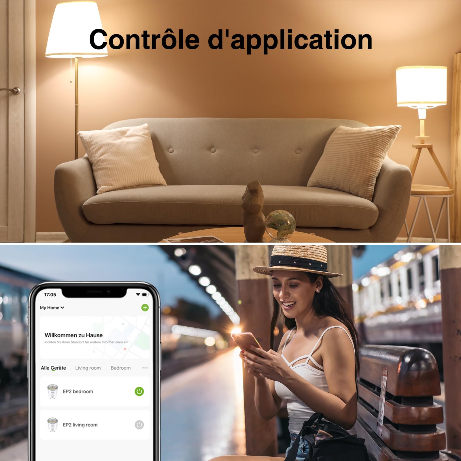 GHome Smart Prise Connectée WiFi, Mini Prise Intelligente Certifié TÜV avec Mesure de Consommation Électrique,APP Contrôle, Programmable Plug avec Alexa et Google Home, Fonction de Temps, 10A