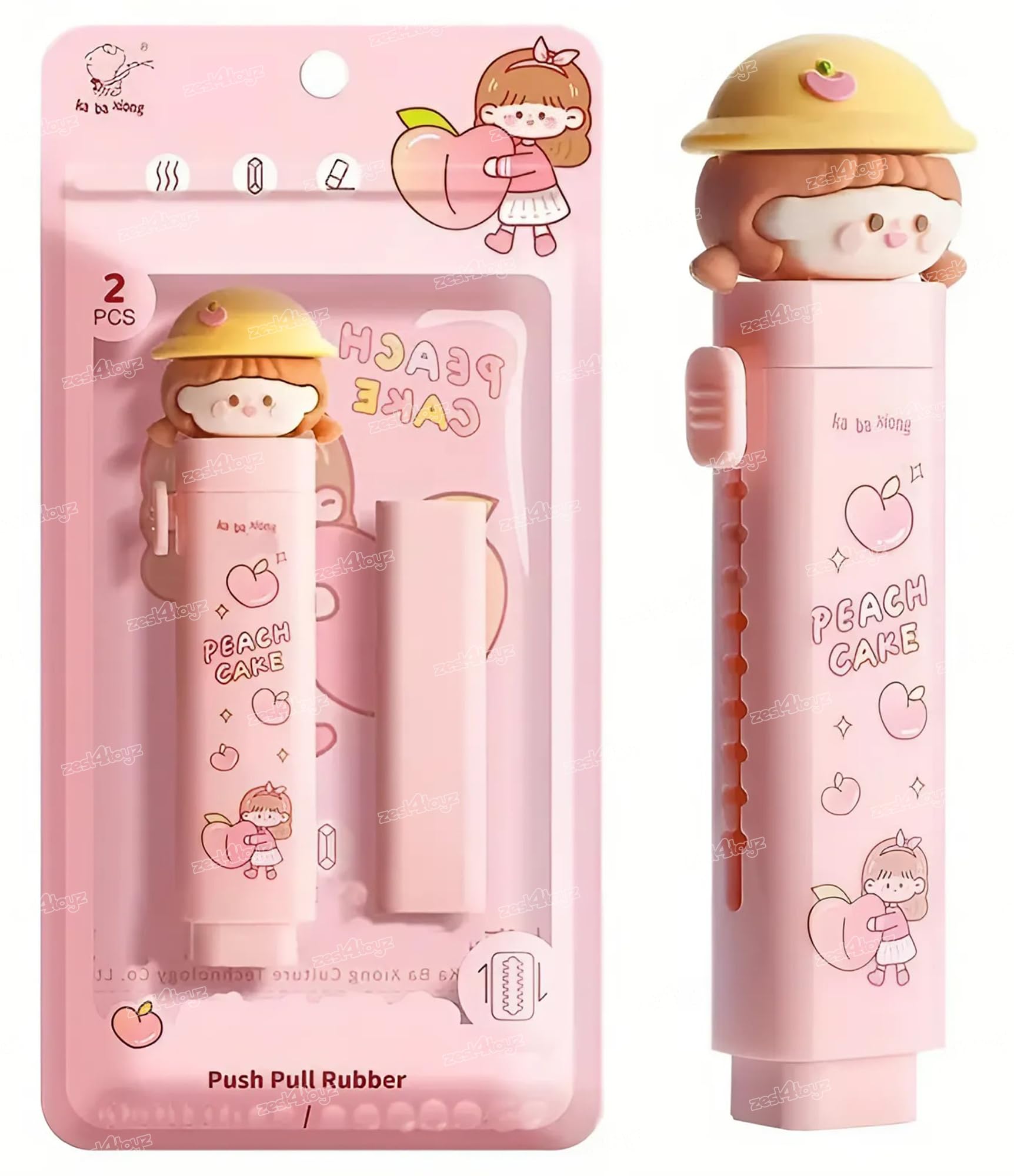Zest 4 Toyz Peach Cake Push Pull Eraser, Lightweight Retractable Eraser Stationery for Office & School, Pink (B0D6BL5M94) Amazon Price History, Amazon Price Tracker
