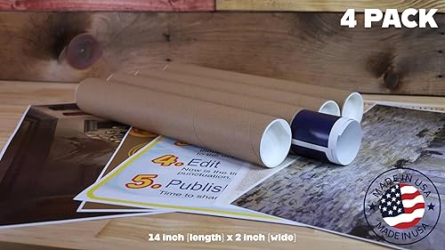 Miniatura 2 de Tubos de póster para envío, correo y almacenamiento de carteles, artes, manualidades, documentos, diseños y más, 14 pulgadas de largo, 2 pulgadas de