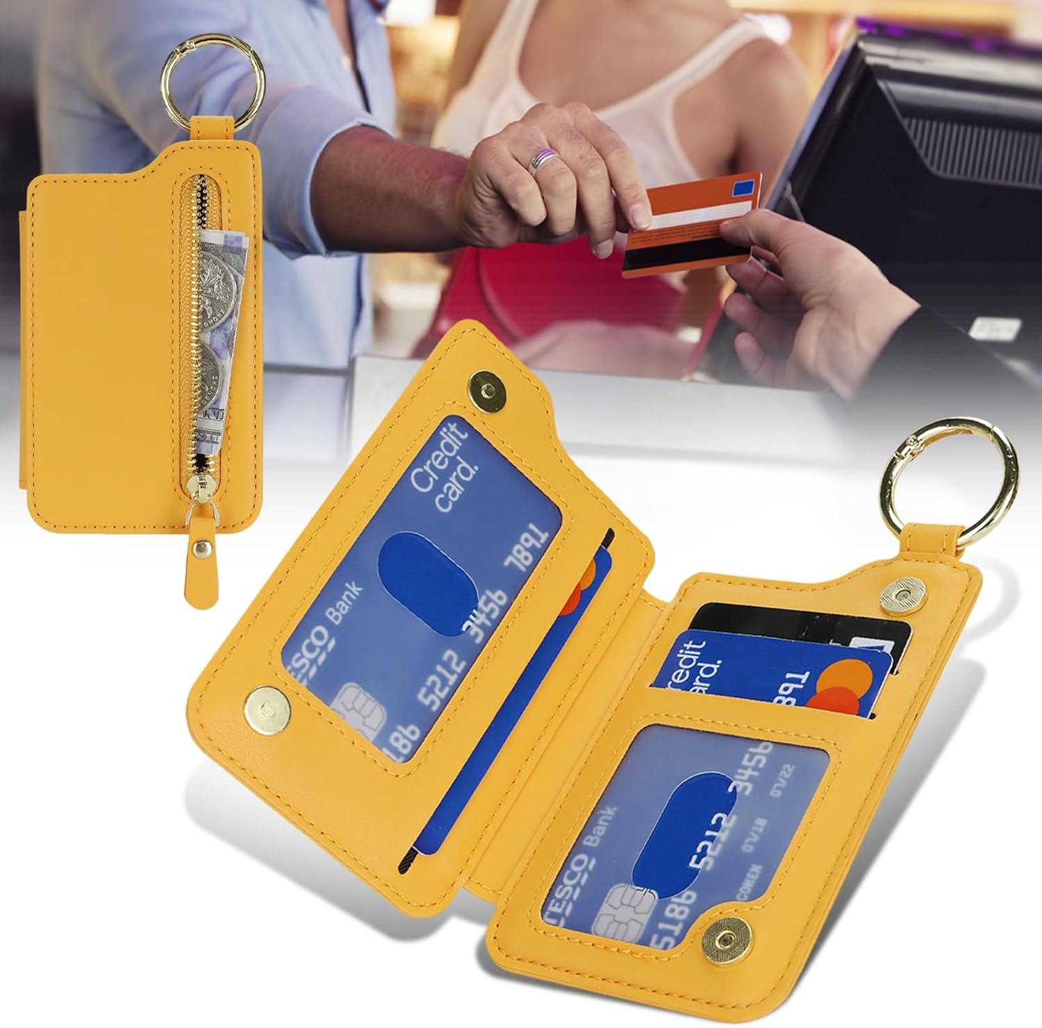 Zouzt for MagSafe Wallet, Magnetic Card Holder with Zipper, Yellow image 2