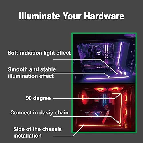 Miniatura 6 de airgoo NEON - Tira LED RGB para PC, tubo de goma de silicona difusa de 15.75 x 0.55 x 0.28 pulgadas, para cabezal RGB de 12 V de 4 pines, viene con