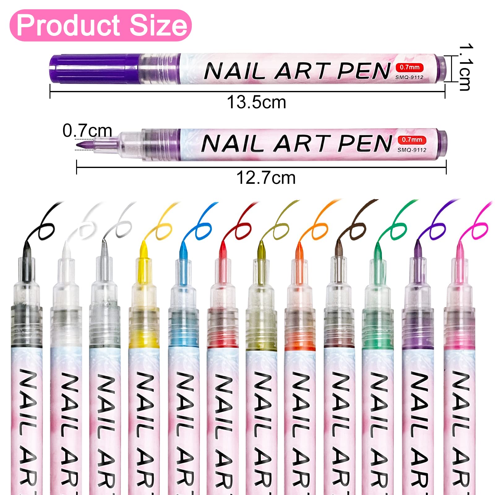 12 Pezzi 3D Nail Art Pen, Owelth Smalto in Penna per Pittura Decorazioni Unghie per Disegno, Penna per Fai Da te Graffiti Pen Manicure Strumenti Bellezza Adorna Regalo per Halloween Natale