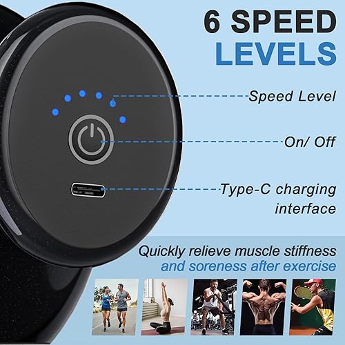 Miniatura 4 de DEITY Pistola de masaje de mano de 4 cabezas para tejido profundo, masajeador corporal eléctrico, masajeador muscular de percusión para aliviar la